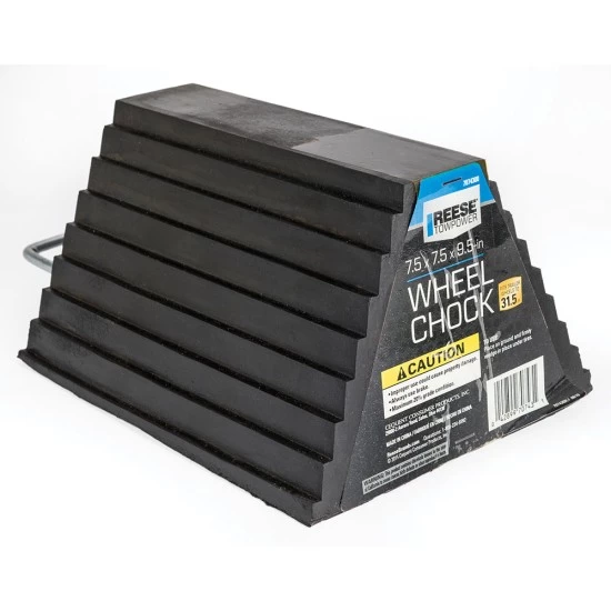 7074300 Reese Trailer Wheel Chock w/ Handle Reduces Trailer Roll Fits Most Trailer Wheels up to 31.5" Reese Trailer Wheel Chock w/ Handle Reduces Trailer Roll Fits Most Trailer Wheels up to 31.5"