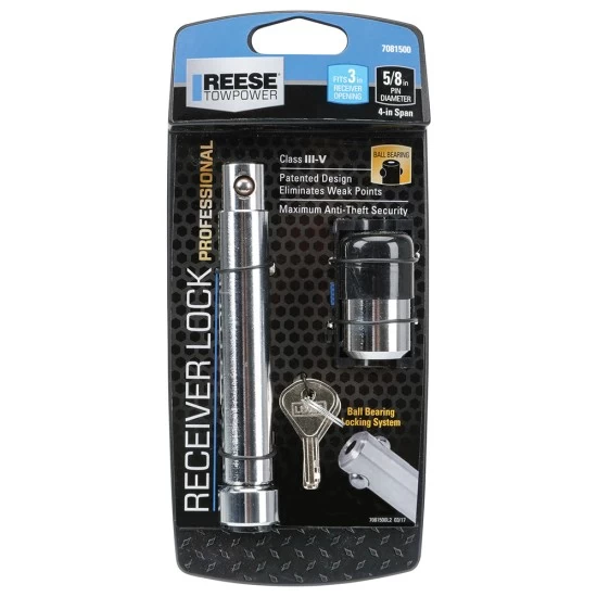 7081500 Reese Towpower Trailer Hitch Lock Fits 3 inch Receiver 5/8 inch Pin Diameter Professional Reese Class V Trailer Hitch Lock Tongue Tow Receiver Ball Bearing System For Use with 2", 2-1/2" and 3" Receivers