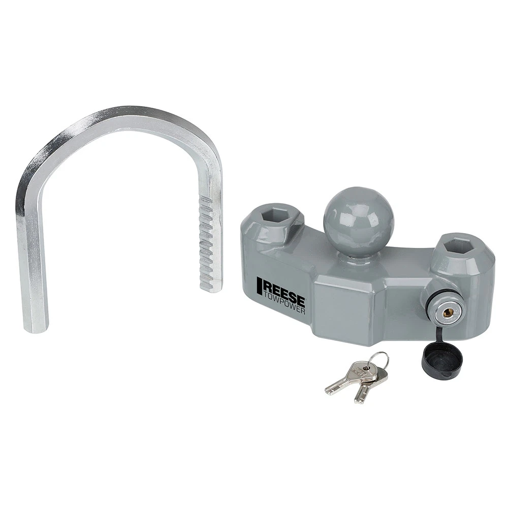 Reese Universal Ratchet Design Heavy Duty Adjustable Trailer Tow Hitch Coupler Tongue Lock Fits 1-7/8 In 2 In and 2-5/16 In. Ball Couplers 6 Locking Positions