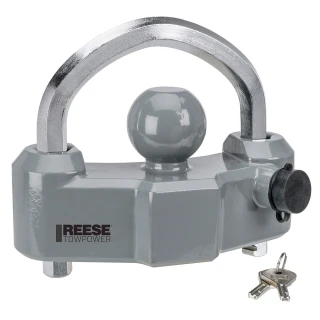 Reese Universal Ratchet Design Heavy Duty Adjustable Trailer Tow Hitch Coupler Tongue Lock Fits 1-7/8 In 2 In and 2-5/16 In. Ball Couplers 6 Locking Positions