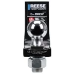 Reese Interlock Class 5 Trailer Tow Starter Kit 5" Drop w/ 2-5/16 Inch Chrome Towing Ball 13,000 Lbs Fits 2-1/2" Hitch Opening