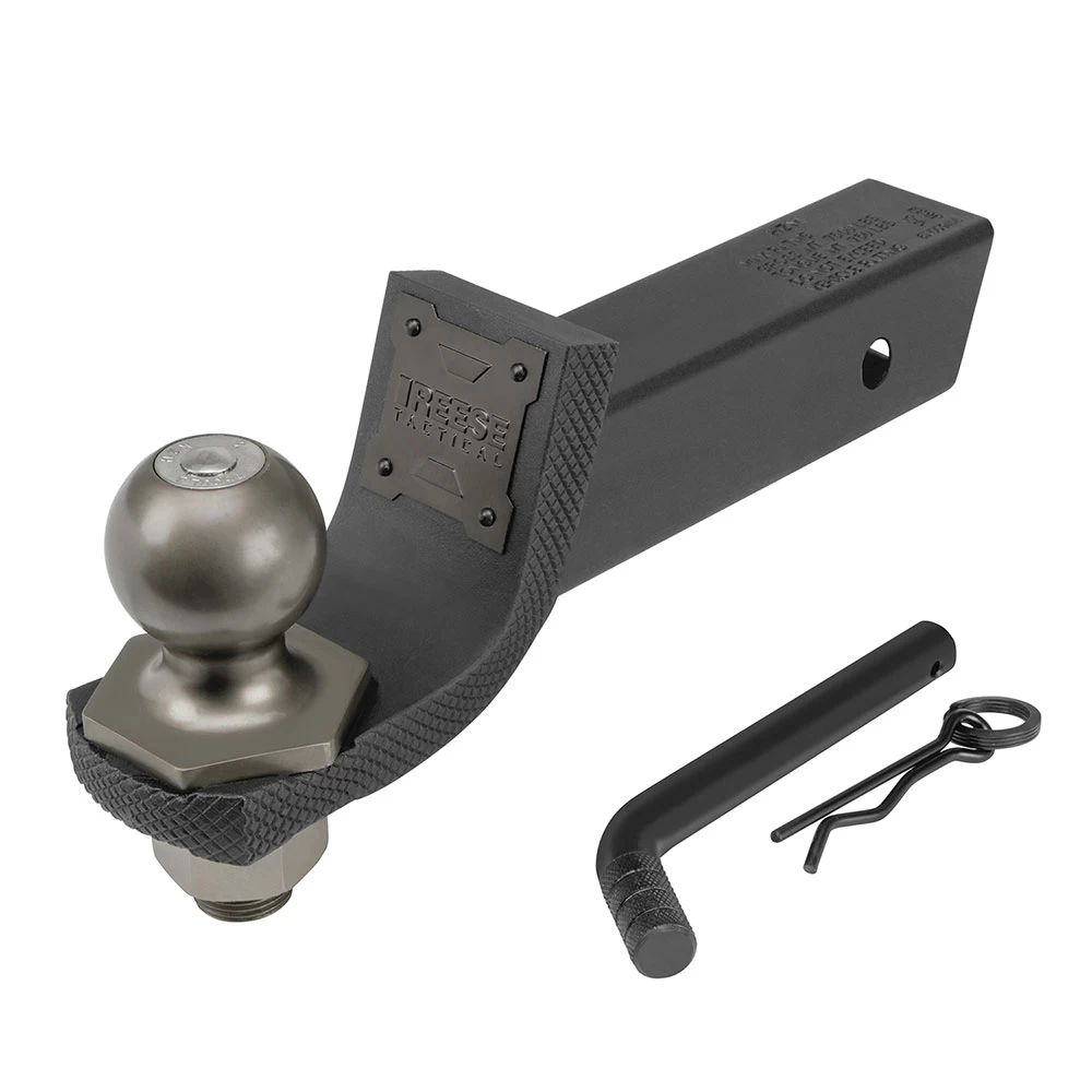 7092400 Reese Interlock Tactical Trailer Hitch Ball Mount Starter Kit 6000 lbs. Capacity Fits 2 inch Receiver 2 inch Drop Matte Black Reese Tactical Interlock Class 3 Trailer Tow Starter Kit 2" Drop 3/4 Inch Rise 2" Towing Ball 6,000 Lbs Fits 2" Hitch Opening