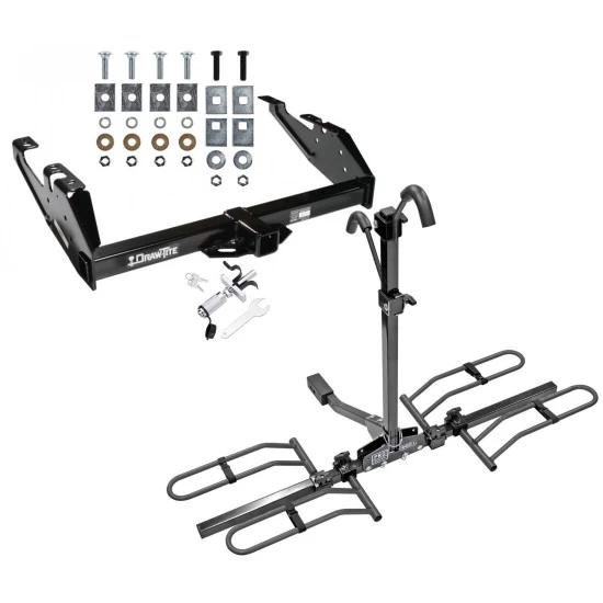 Trailer Tow Hitch For 88-00 Chevy GMC C/K Pickup Standard or Step Bumper Platform Style 2 Bike Rack w/ Anti Rattle Hitch Lock