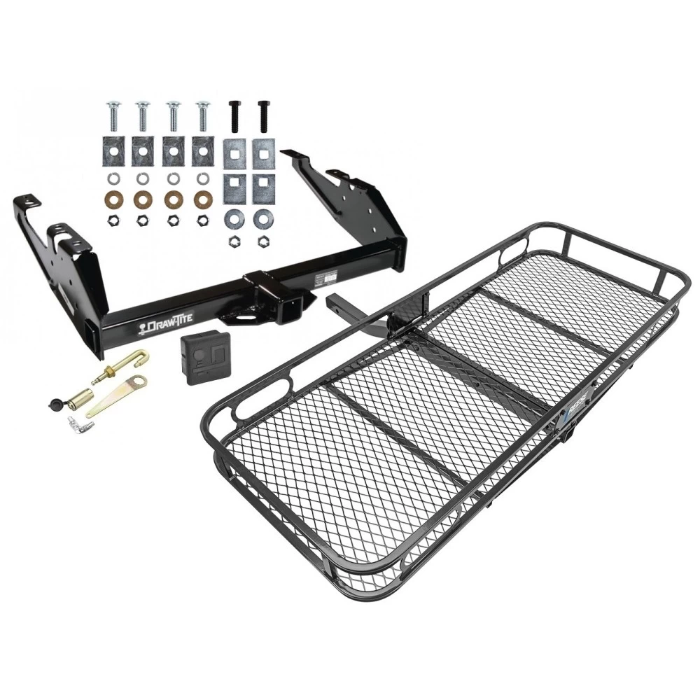Trailer Tow Hitch For 88-00 Chevy GMC C/K Pickup Standard or Step Bumper Basket Cargo Carrier Platform Hitch Lock and Cover