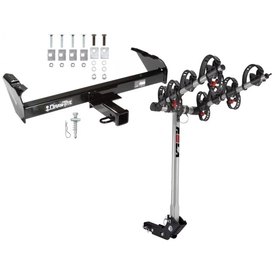 Trailer Tow Hitch For 63-91 Chevy GMC C/K 63-74 Ford F-100 F-250 F-350 69-75 International w/ 4 Bike Carrier Rack