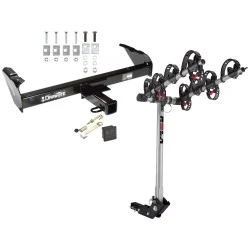Trailer Tow Hitch For 63-91 Chevy GMC C/K 63-74 Ford F-100 F-250 F-350 69-75 International 4 Bike Rack w/ Hitch Lock and Cover
