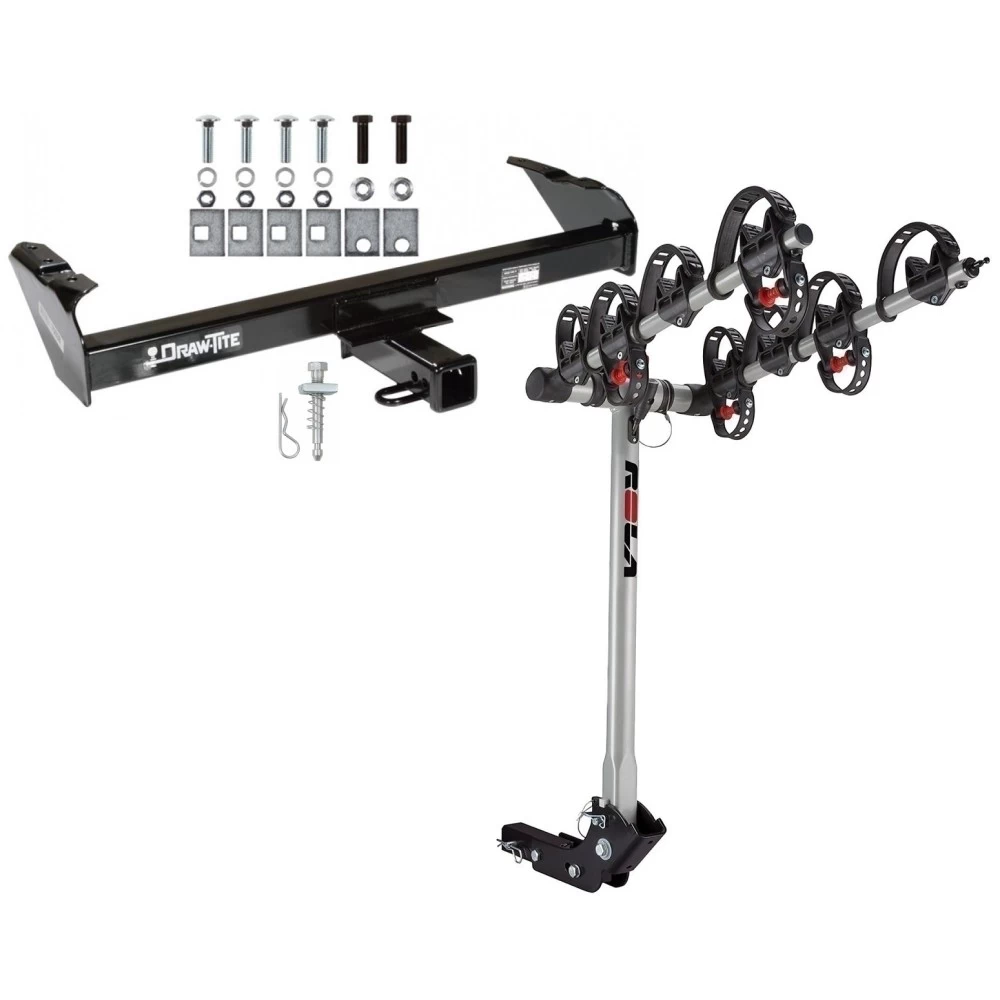 Trailer Tow Hitch For 73-96 Ford F-Series Bronco 1997 Heavy Duty 68-93 Dodge Ram 97-04 Dakota w/ 4 Bike Carrier Rack