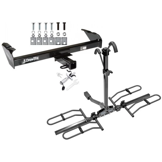 Trailer Tow Hitch For 73-96 Ford F-Series Bronco 1997 Heavy Duty 68-93 Dodge Ram 97-04 Dakota Platform Style 2 Bike Rack w/ Anti Rattle Hitch Lock