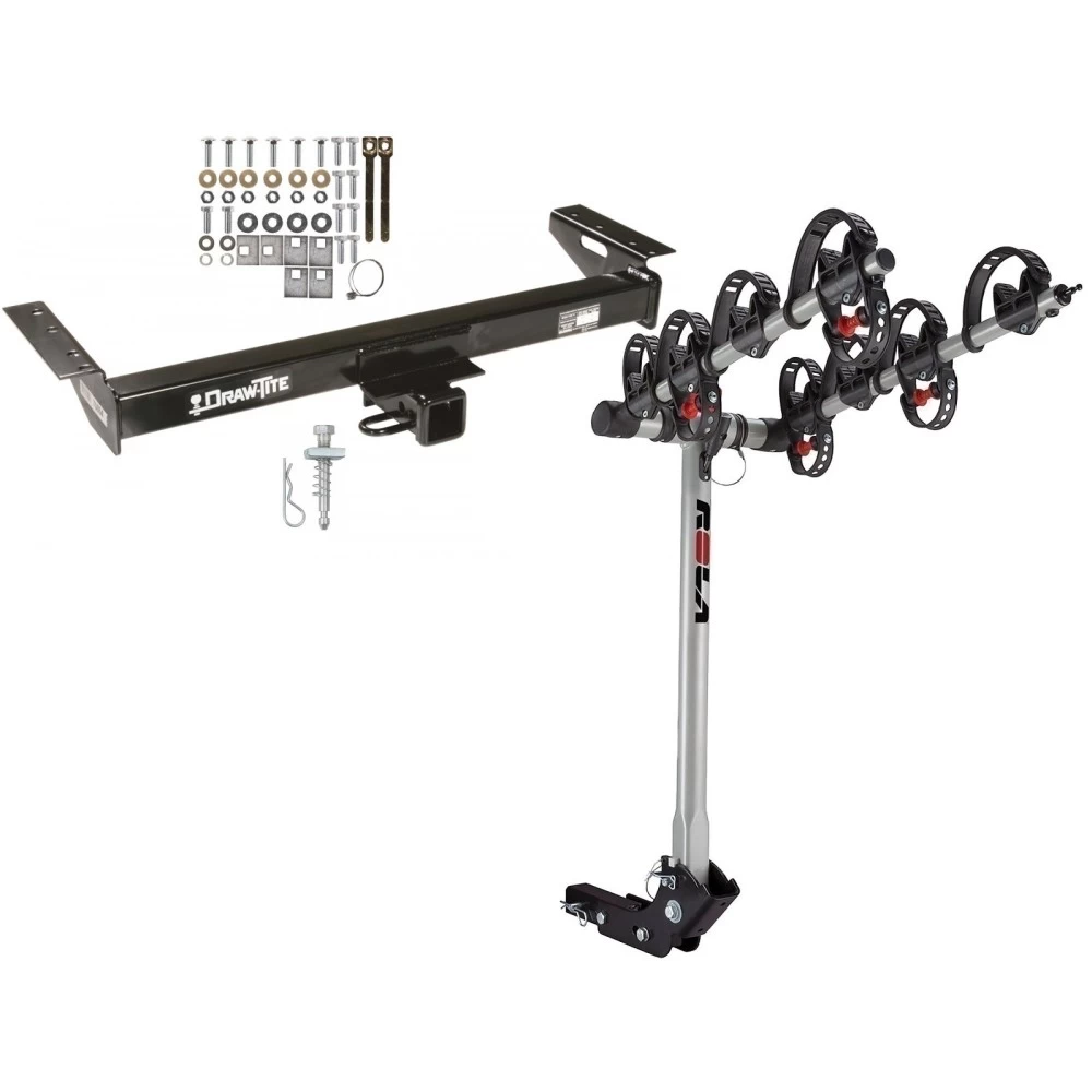 Trailer Tow Hitch For 84-90 Jeep Wagoneer 84-01 Cherokee w/ 4 Bike Carrier Rack