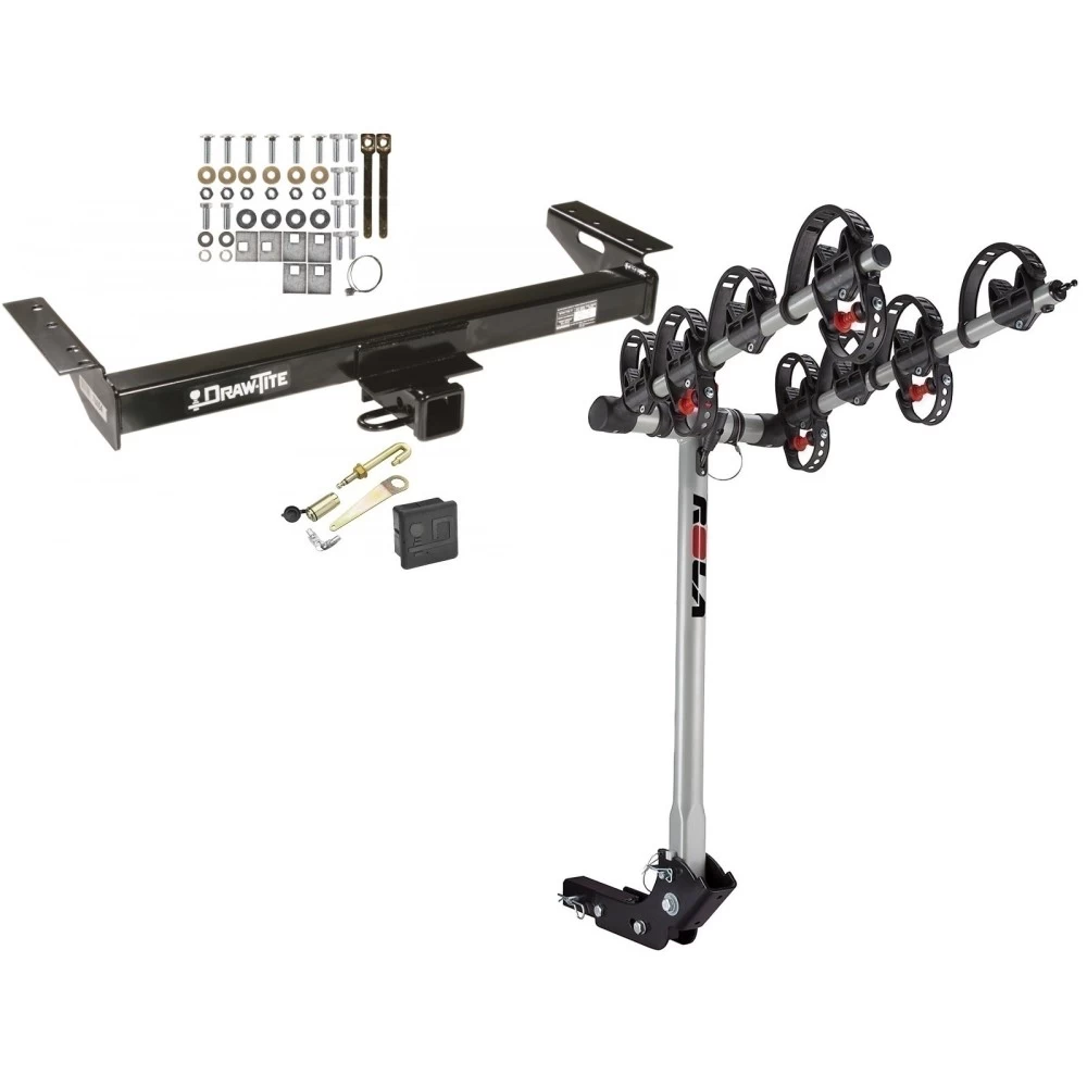 Trailer Tow Hitch For 84-90 Jeep Wagoneer 84-01 Cherokee 4 Bike Rack w/ Hitch Lock and Cover