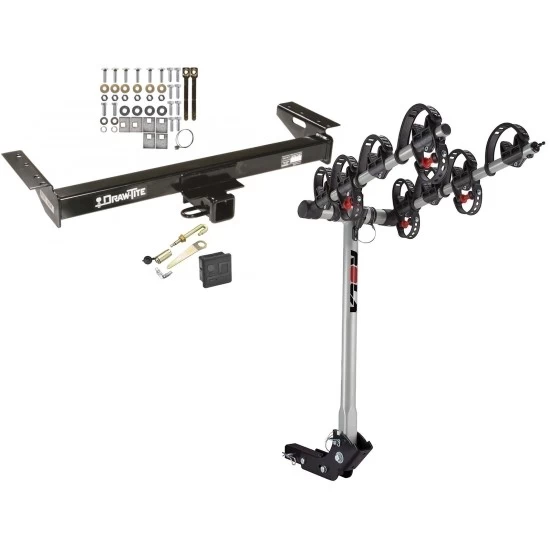 Trailer Tow Hitch For 84-90 Jeep Wagoneer 84-01 Cherokee 4 Bike Rack w/ Hitch Lock and Cover