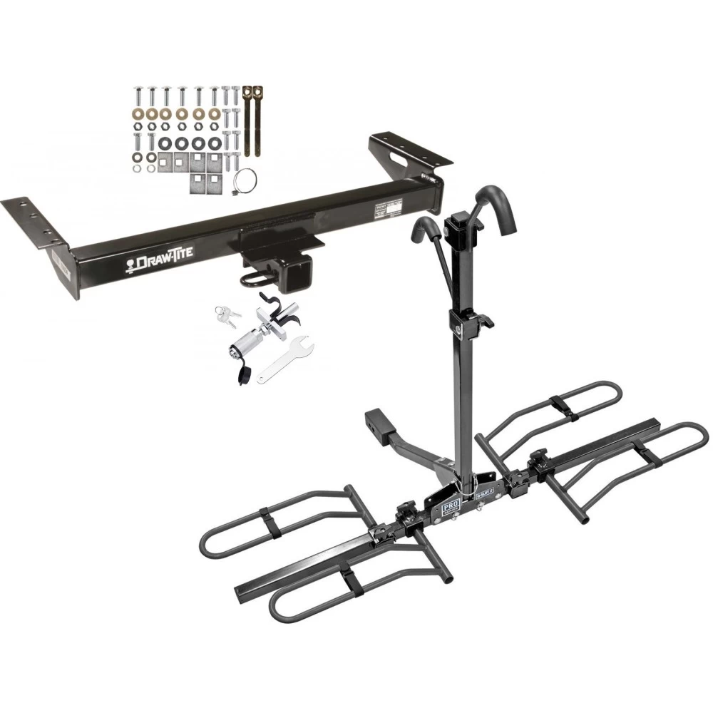 Trailer Tow Hitch For 84-90 Jeep Wagoneer 84-01 Cherokee Platform Style 2 Bike Rack w/ Anti Rattle Hitch Lock