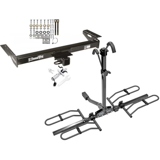 Trailer Tow Hitch For 84-90 Jeep Wagoneer 84-01 Cherokee Platform Style 2 Bike Rack w/ Anti Rattle Hitch Lock
