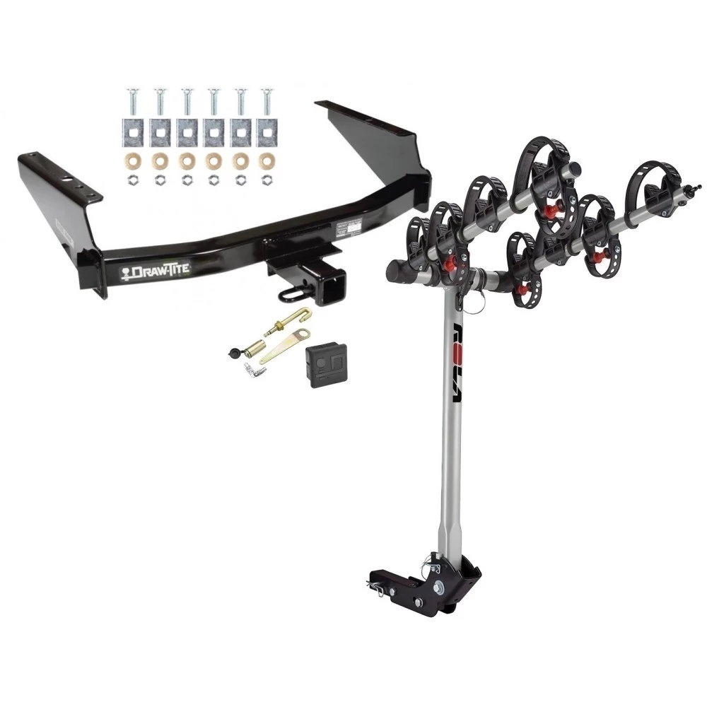 Trailer Tow Hitch For 97-03 Ford F-150 2004 Heritage 97-99 F-250 Light Duty 4 Bike Rack w/ Hitch Lock and Cover