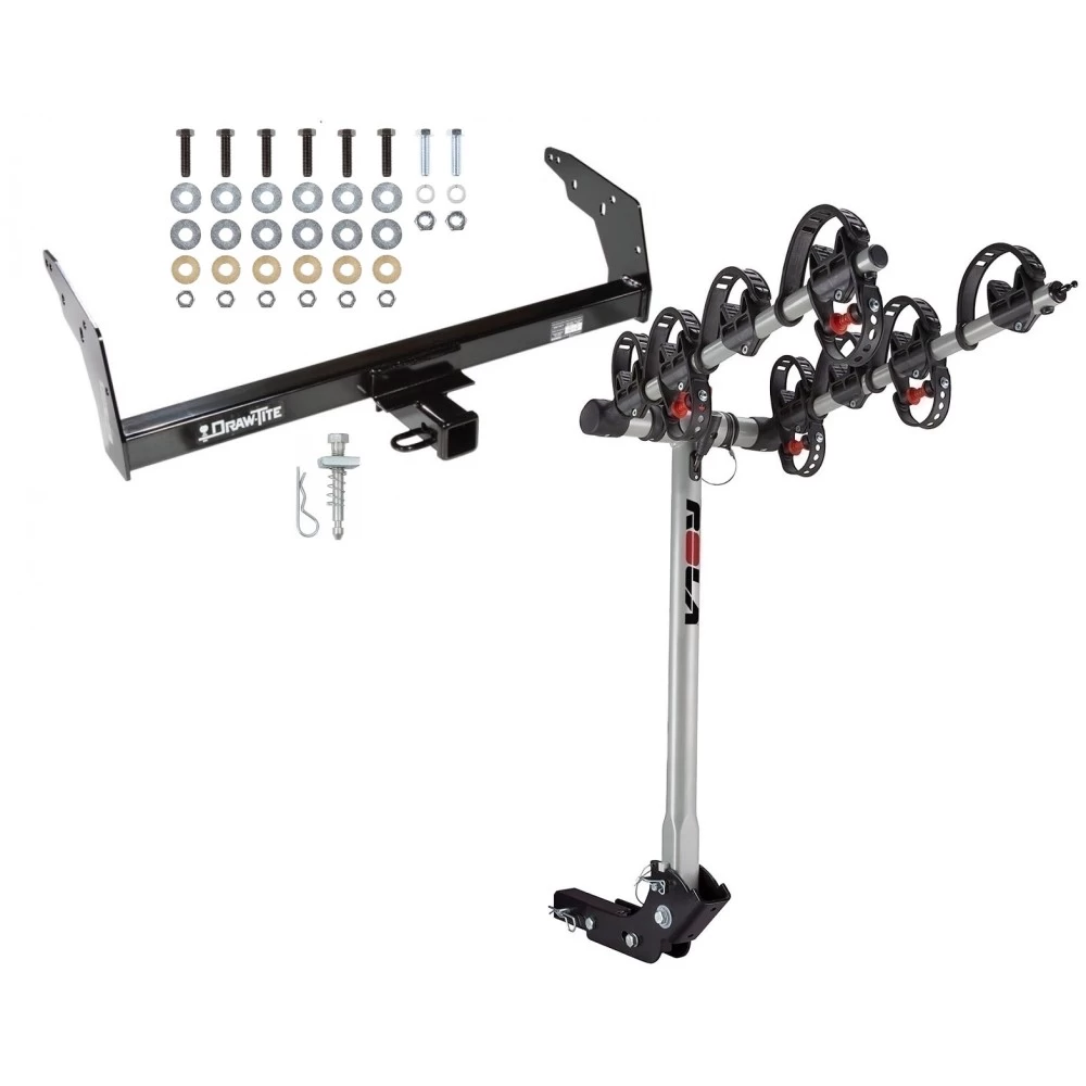 Trailer Tow Hitch For 96-04 Chevy S10 GMC Sonoma Isuzu Hombre w/ 4 Bike Carrier Rack