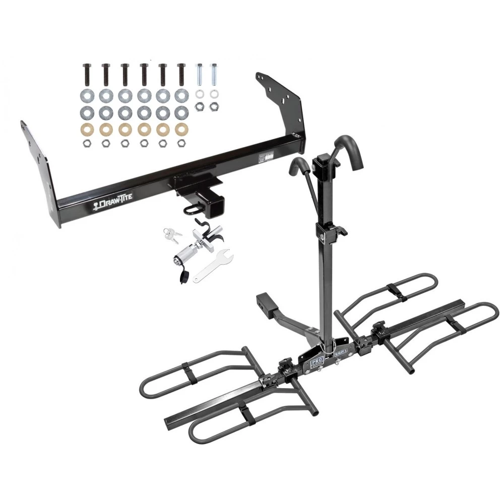 Trailer Tow Hitch For 96-04 Chevy S10 GMC Sonoma Isuzu Hombre Platform Style 2 Bike Rack w/ Anti Rattle Hitch Lock