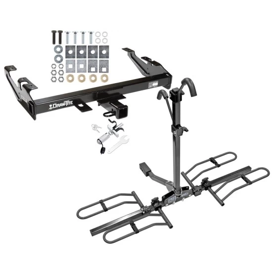Trailer Tow Hitch For 88-00 Chevy GMC C/K Pickup Standard or Step Bumper Platform Style 2 Bike Rack w/ Anti Rattle Hitch Lock