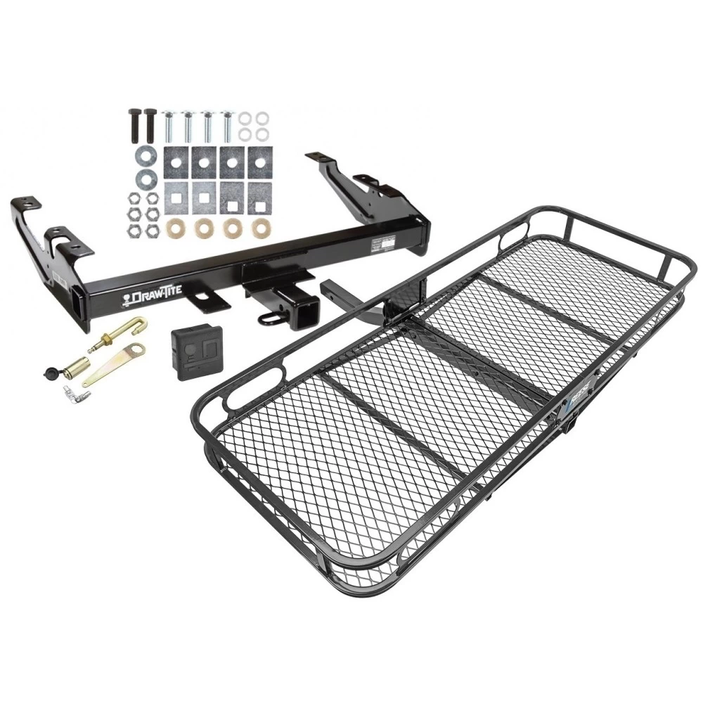 Trailer Tow Hitch For 88-00 Chevy GMC C/K Pickup Standard or Step Bumper Basket Cargo Carrier Platform Hitch Lock and Cover