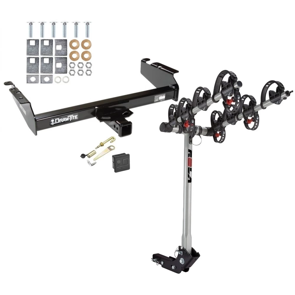 Trailer Tow Hitch For 94-02 Dodge Ram 2500 3500 94-01 1500 4 Bike Rack w/ Hitch Lock and Cover