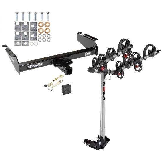 Trailer Tow Hitch For 94-02 Dodge Ram 2500 3500 94-01 1500 4 Bike Rack w/ Hitch Lock and Cover