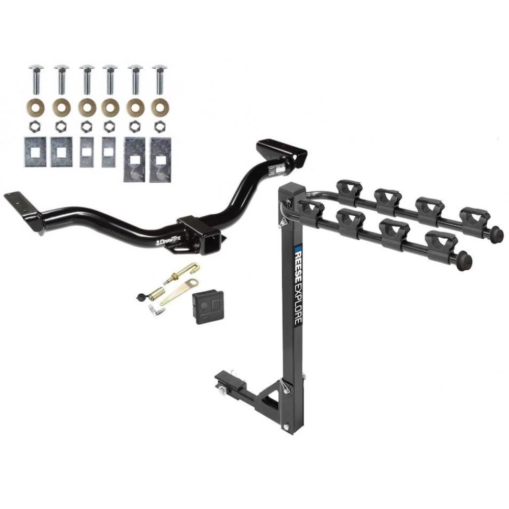Trailer Tow Hitch w/ 4 Bike Rack For 00-04 Nissan Xterra All Styles tilt away adult or child arms fold down carrier 