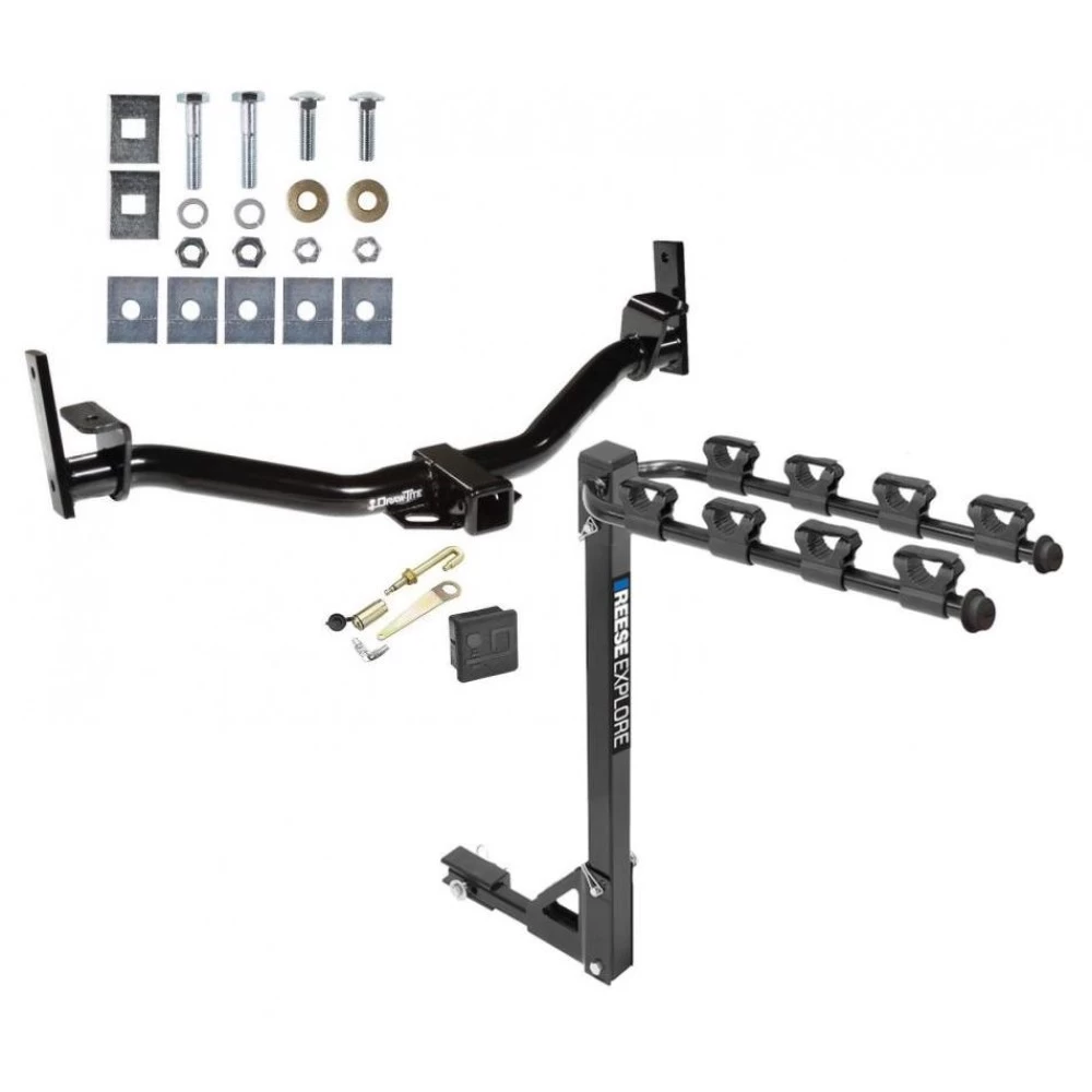 Trailer Tow Hitch w/ 4 Bike Rack For 01-05 Ford Explorer Sport Trac All Models tilt away adult or child arms fold down carrier w/ Lock and Cover