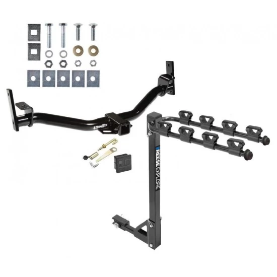 Trailer Tow Hitch w/ 4 Bike Rack For 01-05 Ford Explorer Sport Trac All Models tilt away adult or child arms fold down carrier w/ Lock and Cover