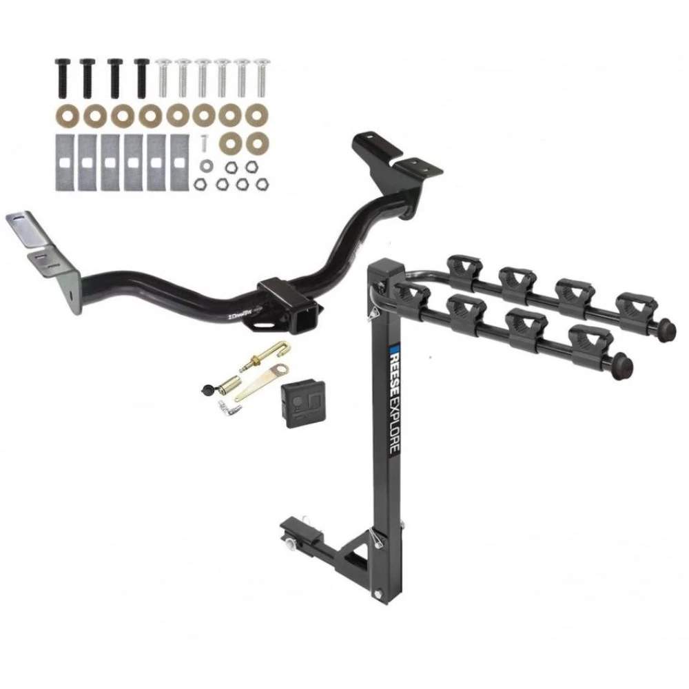 Trailer Tow Hitch w/ 4 Bike Rack For 01-04 Ford Escape Mazda Tribute tilt away adult or child arms fold down carrier w/ Lock and Cover