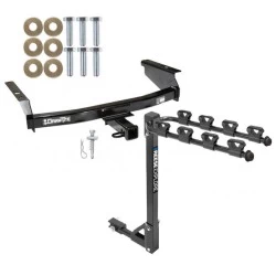 Trailer Tow Hitch w/ 4 Bike Rack For 02-07 Jeep Liberty All Models tilt away adult or child arms fold down carrier