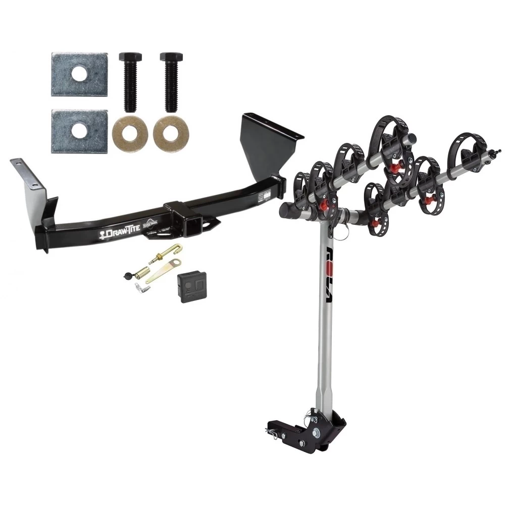 Trailer Tow Hitch For 99-04 Jeep Grand Cherokee 4 Bike Rack w/ Hitch Lock and Cover