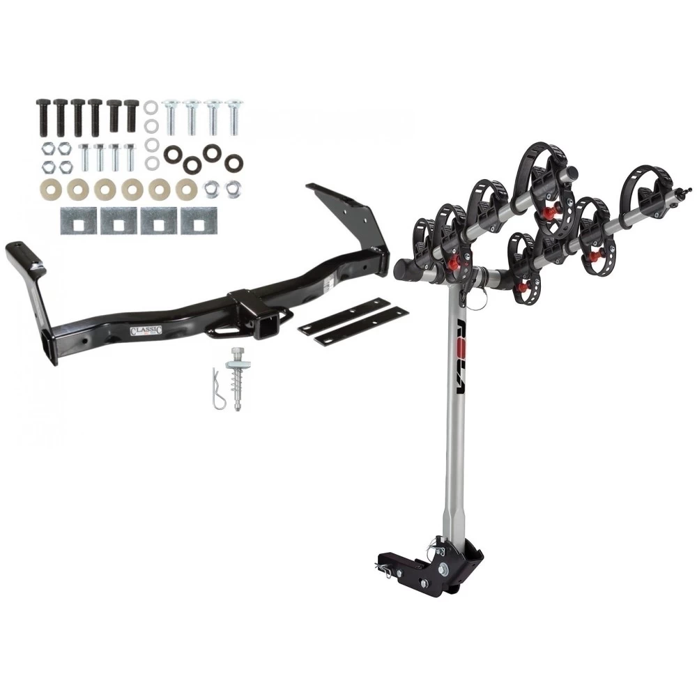 Trailer Tow Hitch For 78-98 Dodge Van 99-03 w/ Standard & OEM Step Bumper w/ 4 Bike Carrier Rack