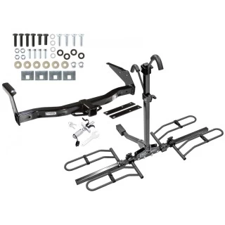 Trailer Tow Hitch For 78-98 Dodge Van 99-03 w/ Standard & OEM Step Bumper Platform Style 2 Bike Rack w/ Anti Rattle Hitch Lock