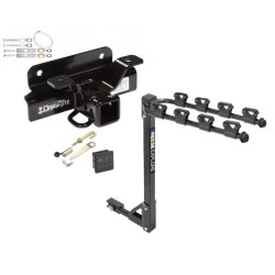 Trailer Tow Hitch w/ 4 Bike Rack For 03-10 Dodge Ram 1500 2500 3500 Except OEM Hitch or Cab & Chassis tilt away adult or child arms fold down carrier w/ Lock and Cover