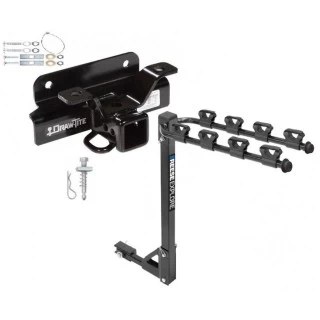Trailer Tow Hitch w/ 4 Bike Rack For 03-10 Dodge Ram 1500 2500 3500 Except OEM Hitch or Cab & Chassis tilt away adult or child arms fold down carrier