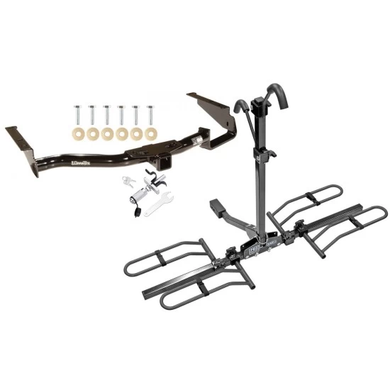 Trailer Tow Hitch For 04-07 Toyota Highlander 04-06 Lexus RX330 07-09 RX350 Platform Style 2 Bike Rack w/ Anti Rattle Hitch Lock