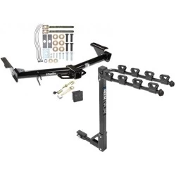 Trailer Tow Hitch w/ 4 Bike Rack For 03-09 Lexus GX470 Toyota 4Runner tilt away adult or child arms fold down carrier w/ Lock and Cover