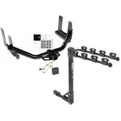 Trailer Tow Hitch w/ 4 Bike Rack For 04-05 Ford F-150 2006 Lincoln Mark LT tilt away adult or child arms fold down carrier w/ Lock and Cover