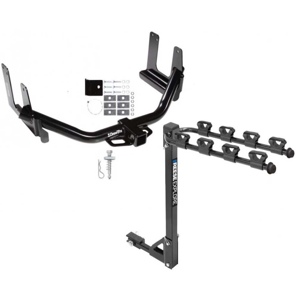 Trailer Tow Hitch w/ 4 Bike Rack For 04-05 Ford F-150 2006 Lincoln Mark LT tilt away adult or child arms fold down carrier