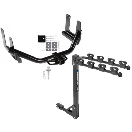 Trailer Tow Hitch w/ 4 Bike Rack For 04-05 Ford F-150 2006 Lincoln Mark LT tilt away adult or child arms fold down carrier