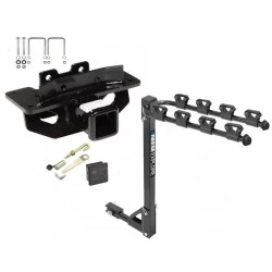 Trailer Tow Hitch w/ 4 Bike Rack For 04-09 Dodge Durango 07-09 Chrysler Aspen tilt away adult or child arms fold down carrier w/ Lock and Cover