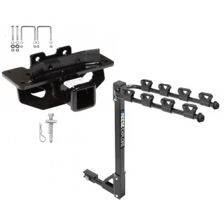 Trailer Tow Hitch w/ 4 Bike Rack For 04-09 Dodge Durango 07-09 Chrysler Aspen tilt away adult or child arms fold down carrier