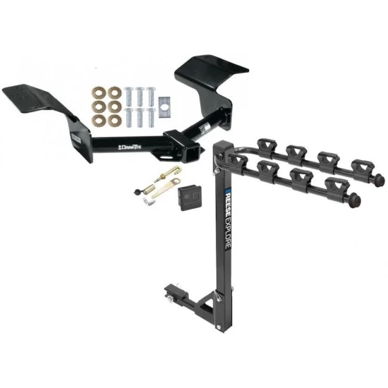 Trailer Tow Hitch w/ 4 Bike Rack For 04-09 Cadillac SRX All Models 4 Bike Rack tilt away adult or child arms fold down carrier w/ Lock and Cover