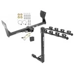 Trailer Tow Hitch w/ 4 Bike Rack For 15-24 Ford Edge tilt away adult or child arms fold down carrier w/ Lock and Cover