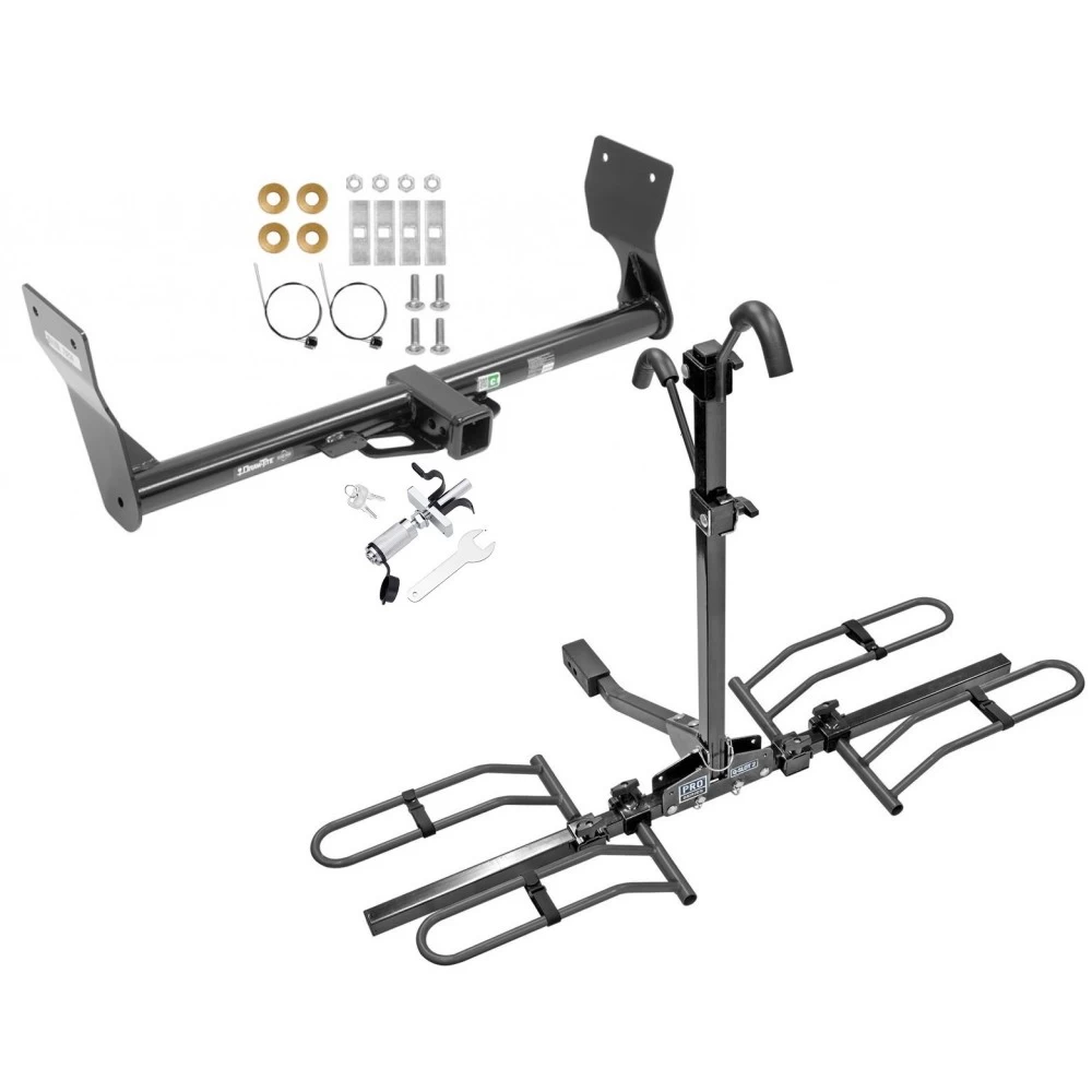 Trailer Tow Hitch For 15-24 Ford Edge Platform Style 2 Bike Rack w/ Anti Rattle Hitch Lock