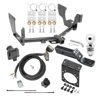 Complete Tow Package For 15-20 Ford F-150 w/ 7-Way RV Wiring Harness Kit 2" Ball and Mount Bracket 2" Receiver Class 4