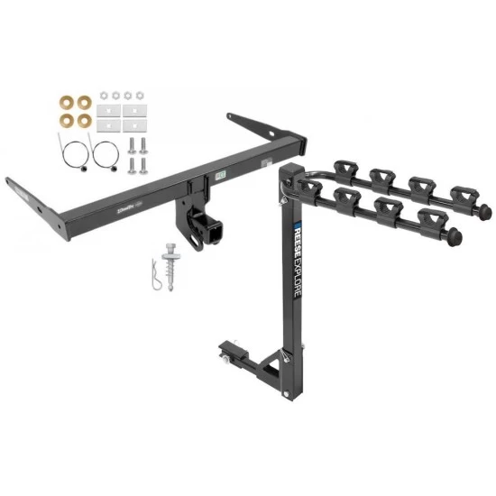 Trailer Tow Hitch w/ 4 Bike Rack For 15-18 Audi Q3 tilt away adult or child arms fold down carrier