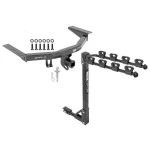 Trailer Tow Hitch w/ 4 Bike Rack For 14-20 Acura MDX 16-22 Honda Pilot tilt away adult or child arms fold down carrier