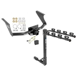 Trailer Tow Hitch w/ 4 Bike Rack For 09-18 Dodge Ram 1500 19-24 Classic Except OEM Hitch tilt away adult or child arms fold down carrier w/ Lock and Cover
