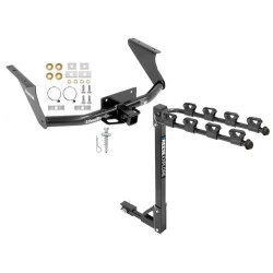 Trailer Tow Hitch w/ 4 Bike Rack For 09-18 Dodge Ram 1500 19-24 Classic Except OEM Hitch tilt away adult or child arms fold down carrier