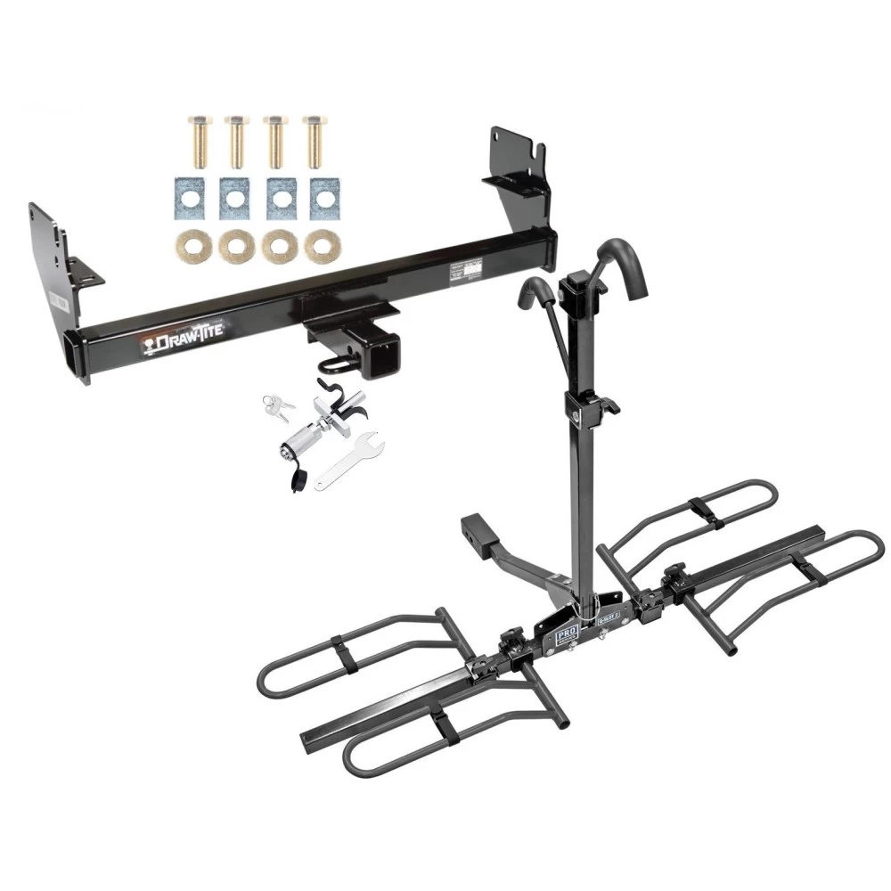 Trailer Tow Hitch For 05-13 Toyota Tacoma Except X-Runner 13-15 All Models Platform Style 2 Bike Rack w/ Anti Rattle Hitch Lock